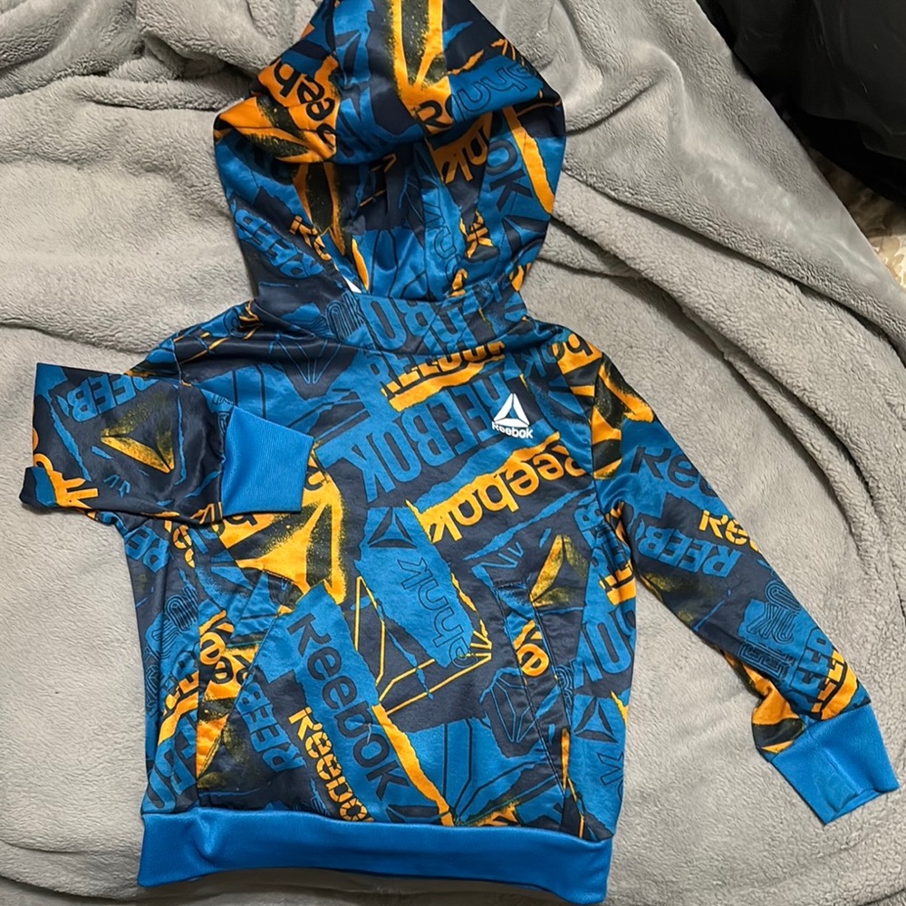 Reebok Blue and Orange Print Hoodie